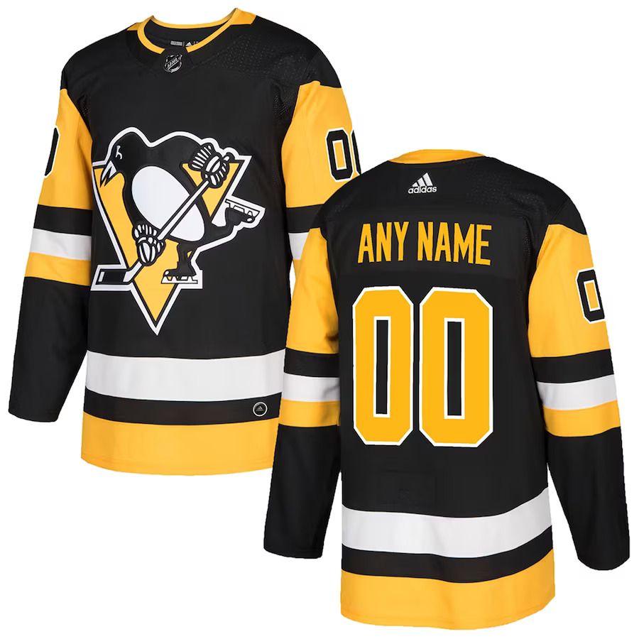 Men Pittsburgh Penguins adidas Black Authentic Custom NHL Jersey